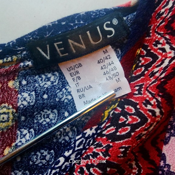 Venus Abstract‎ Print Boho Multicolor Bell Sleeve Romper M|Beach Vacation Lounge - Picture 7 of 10
